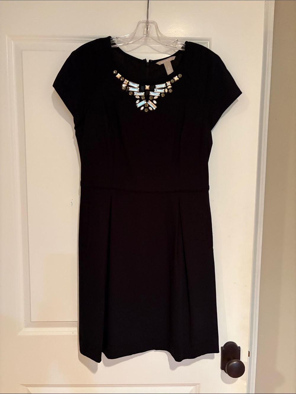 Banana Republic Black Dress with Jeweled Neckline